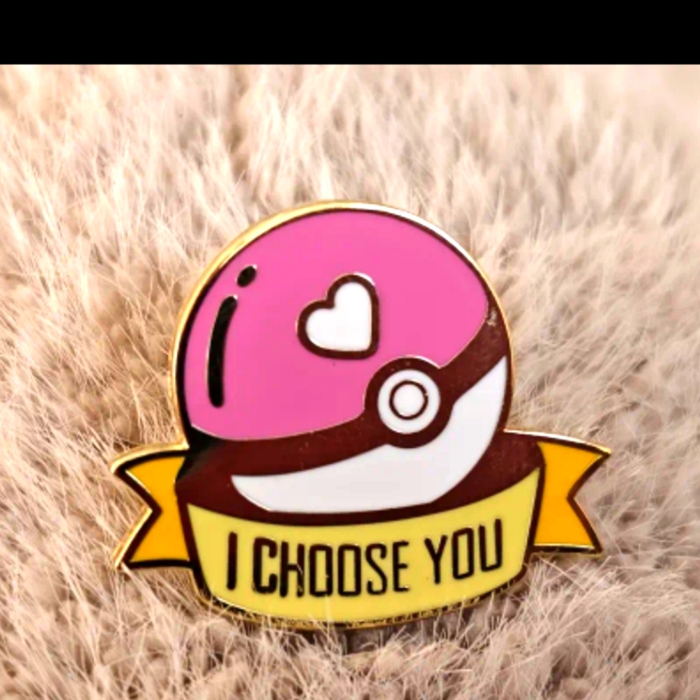 Pokeball heart pin